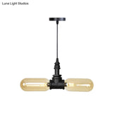 Alfa - Industrial Coffee House Suspension Lamp With Globe/Capsule Amber Glass