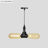 Alfa - Industrial Coffee House Suspension Lamp With Globe/Capsule Amber Glass