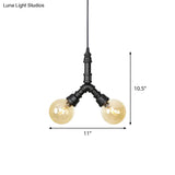 Alfa - Industrial Coffee House Suspension Lamp With Globe/Capsule Amber Glass