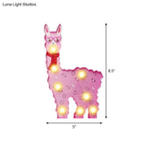 Alpaca Led Wall Night Lamp For Girls Room - Battery Operated And Contemporary Design