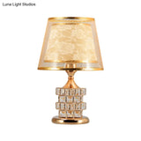 Alsciaukat - Elegant Gold/Silver Floral Table Light With Crystal Blocks