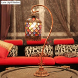 Altais - Bohemia 1-Light Gooseneck Nightstand Lamp Copper Stained Glass Beaded Table Light With Arm