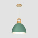 Aluminum Dome Pendant Macaron Hanging Lamp For Kitchen Corridor - 1 Bulb Lighting Solution Green