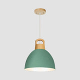 Aluminum Dome Pendant Macaron Hanging Lamp For Kitchen Corridor - 1 Bulb Lighting Solution Green