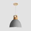 Aluminum Dome Pendant Macaron Hanging Lamp For Kitchen Corridor - 1 Bulb Lighting Solution Grey