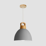 Aluminum Dome Pendant Macaron Hanging Lamp For Kitchen Corridor - 1 Bulb Lighting Solution Grey