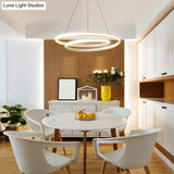 Aluminum Led Chandelier Light - Loop Shaped Minimalist Dining Room Suspension Lamp