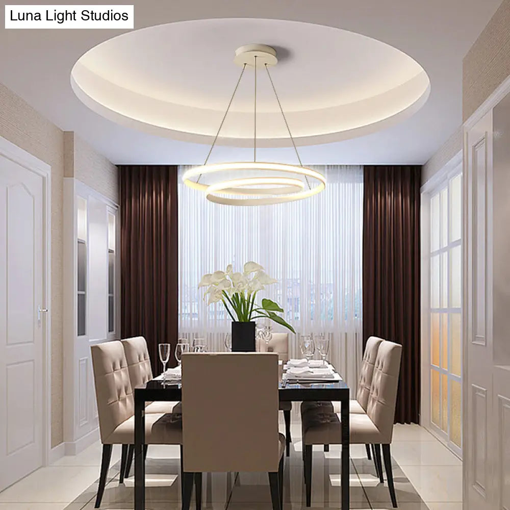 Aluminum Led Chandelier Light - Loop Shaped Minimalist Dining Room Suspension Lamp