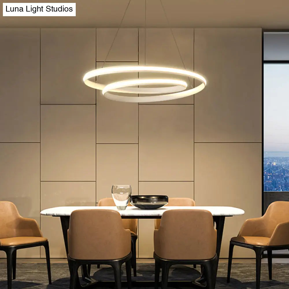 Aluminum Led Chandelier Light - Loop Shaped Minimalist Dining Room Suspension Lamp