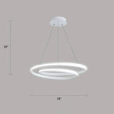 Aluminum Led Chandelier Light - Loop Shaped Minimalist Dining Room Suspension Lamp White / 18’