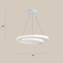 Aluminum Led Chandelier Light - Loop Shaped Minimalist Dining Room Suspension Lamp White / 18’ Warm