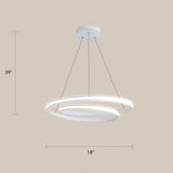 Aluminum Led Chandelier Light - Loop Shaped Minimalist Dining Room Suspension Lamp White / 18’ Warm