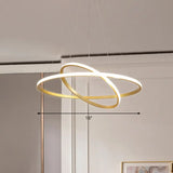 Aluminum Led Chandelier: Outer Glowing Ring Shaped Hanging Light For Restaurants Gold / 2 Tiers 16’