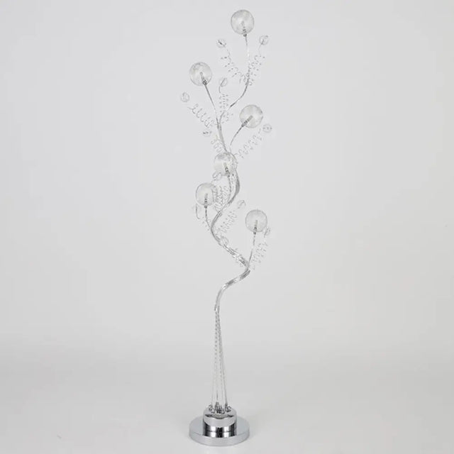 Aluminum Tree Shaped Led Floor Reading Lamp With Orb Detail In Pink/Silver Warm/White Light -