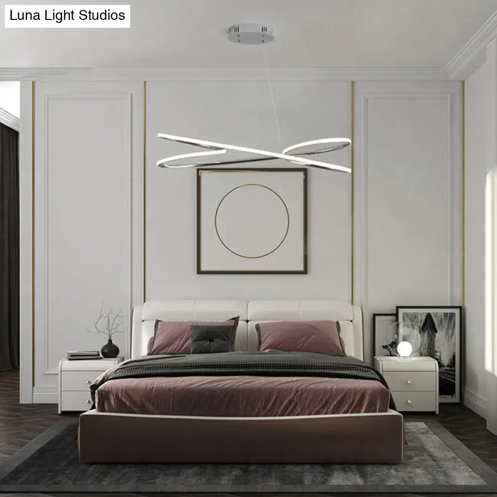 Aluminum Twist Led Pendant Chandelier: Artistic Hanging Lamp For Dining Table