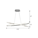 Aluminum Twist Led Pendant Chandelier: Artistic Hanging Lamp For Dining Table Chrome / 31.5’