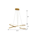 Aluminum Twist Led Pendant Chandelier: Artistic Hanging Lamp For Dining Table Gold / 31.5’