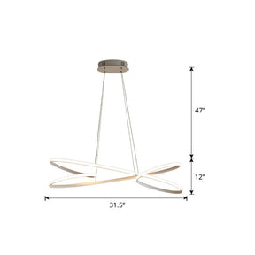 Aluminum Twist Led Pendant Chandelier: Artistic Hanging Lamp For Dining Table White / 31.5’