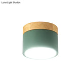 Aluminum Wood Flush Mount Down Light For Living Room Gallery - Simple And Stylish Drum Shape