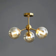 Amber Glass Chandelier: Post-Modern Elegance With Antique Gold Finish For Dining Room Atmosphere 3 /