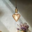 Amber Glass Pendant Lamp: Industrial Brass Heart Shape Down Lighting