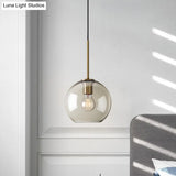 Amber Glass Pendant Light - Modern Brass Hanging Ceiling Fixture (8’/10’/12’ Wide)
