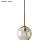Amber Glass Pendant Light - Modern Brass Hanging Ceiling Fixture (8’/10’/12’ Wide)