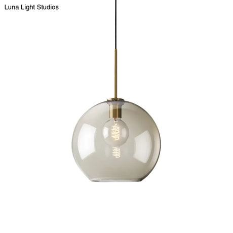 Amber Glass Pendant Light - Modern Brass Hanging Ceiling Fixture (8’/10’/12’ Wide)