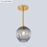 Amber/Smoke Gray Glass Semi Flush Light Fixture - Nordic Ceiling Mount For Hallway 1-Light