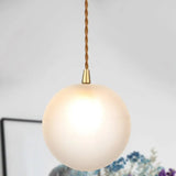 Amber/White/Red Macaron Glass Pendant Light Fixture - 1 Suspension With Rope For Bedroom White