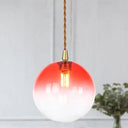 Amber/White/Red Macaron Glass Pendant Light Fixture - 1 Suspension With Rope For Bedroom Red