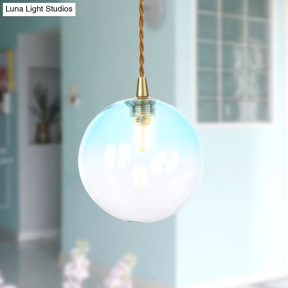 Amber/White/Red Macaron Glass Pendant Light Fixture - 1 Suspension With Rope For Bedroom