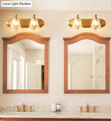 American Brass Wall Vanity Light With Frosted Glass For Indoor Down Lighting
