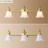 American Brass Wall Vanity Light With Frosted Glass For Indoor Down Lighting