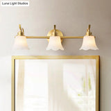 American Brass Wall Vanity Light With Frosted Glass For Indoor Down Lighting