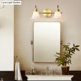 American Brass Wall Vanity Light With Frosted Glass For Indoor Down Lighting