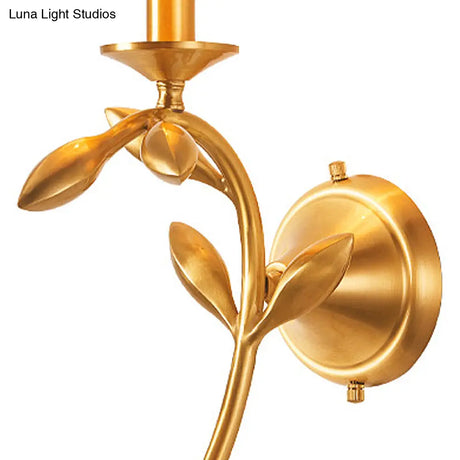 American Rustic Fabric Wall Sconce With Brass Pleated Shade For Living Room Lighting