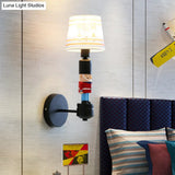 American Style Soldier Wall Lamp With Tapered Shade - 1 Head Bedroom Sconce Light