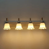 American Waterproof Bathroom Light Fixture With White Glass Shade - 2 Lights 4 / White-Gold