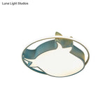 Animal - Inspired Ring Kid’s Flush Ceiling Light: Eye - Caring Ox Head Acrylic Lamp