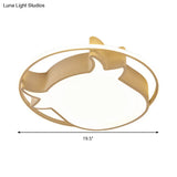 Animal - Inspired Ring Kid’s Flush Ceiling Light: Eye - Caring Ox Head Acrylic Lamp