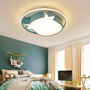 Animal - Inspired Ring Kid’s Flush Ceiling Light: Eye - Caring Ox Head Acrylic Lamp Blue / Third