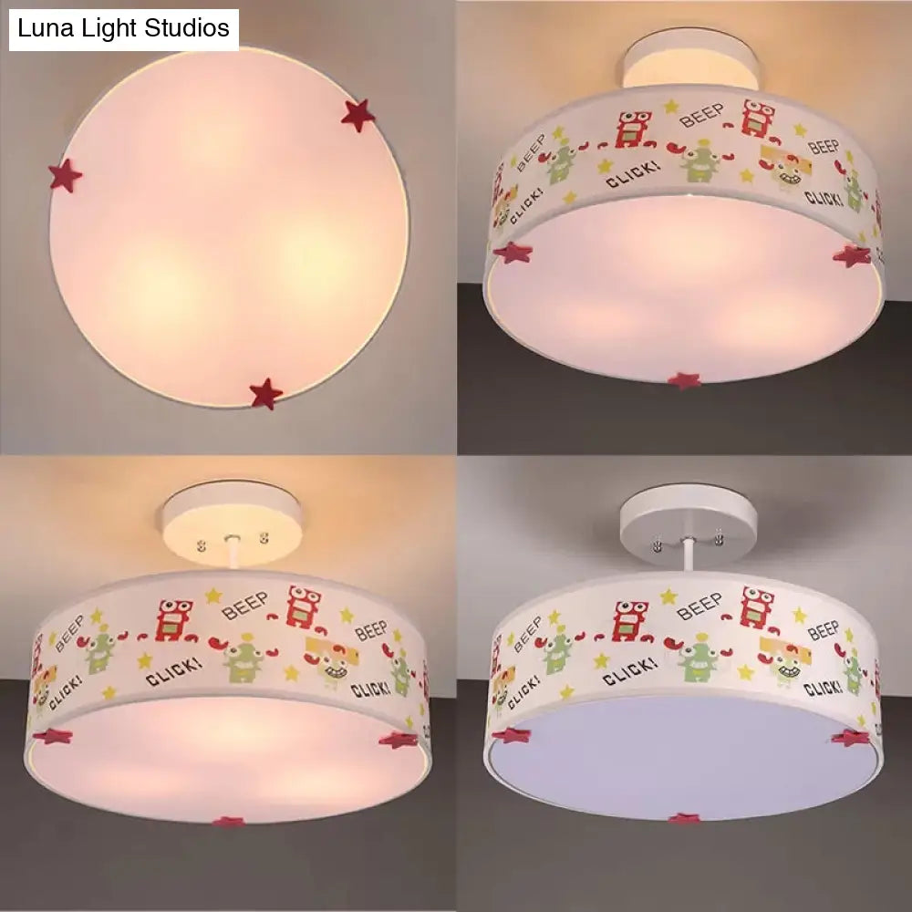 Animal Nursery Acrylic Drum Semi Flushmount Ceiling Light