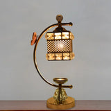 Anna - Modern Cube/Flower Shape Table Lamp Modernism Crystal-Encrusted 1 Head Gold Nightstand Light
