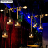 Antique Black Iron Pendant Light With Dangling Rope - Ideal For Restaurants And Hanging In Birdcages