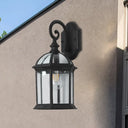 Antique Black Patio Wall Light: Clear Glass Pavilion Lighting With 1 Bulb