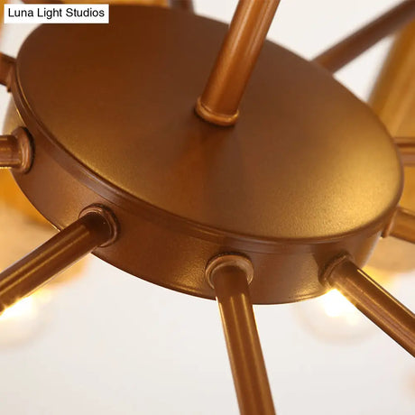 Antique Brass Bamboo Chandeliers: Multi-Light Tube Shade Hanging Lamps For Living Room