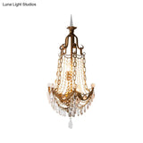 Antique Brass Countryside Beaded Crystal Sconce - 3-Light Wall Mounted Light For Living Room