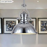 Antique Brass Pendant Light With Frosted Diffuser - Vintage Style Metal Dome Shade 1-Light Hanging