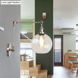 Antique Brass Rustic Globe Wall Sconce With Clear Glass - 1 Bulb Lighting Fixture
